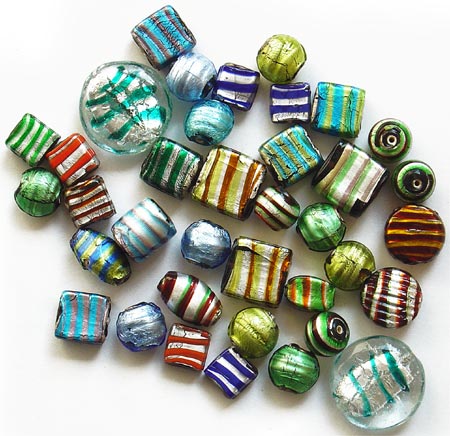 Silver Foil Wrapped Glass Bead