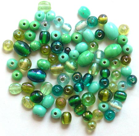 Green Color Plain & Polish Glass Beads Mix<br>(6mm - 12mm)