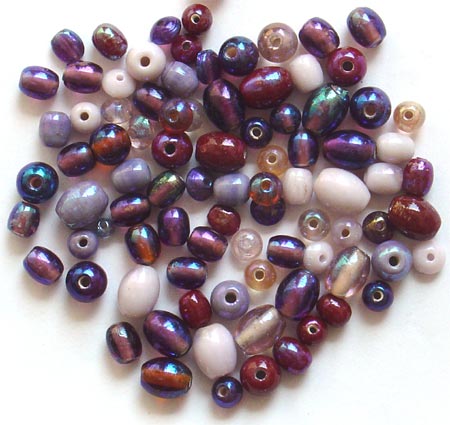 Purple Color Plain & Polish Glass Beads Mix<br>(6mm - 12mm)