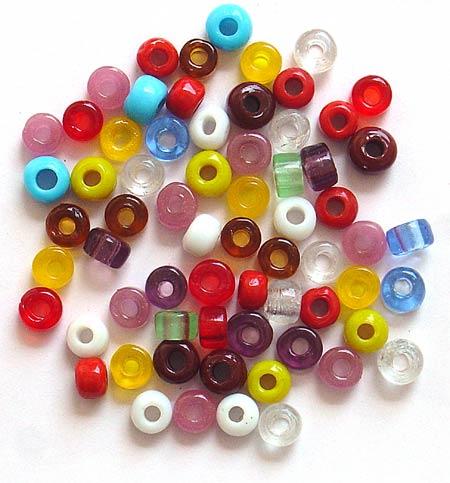 Tyre with Big Hole Mix Glass Beads<br>(9mm x 7mm)