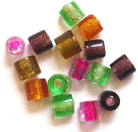 Pipe Glass Beads Mix (Big Hole)<br>(10mm x 15mm)