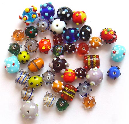 Fancy Dotted Glass Beads Mix